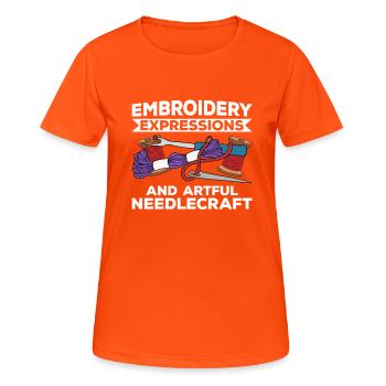 Embroidery Beading Embroidery Pattern Cross Stitch - Women's Breathable T-Shirt - neon orange - Front - AI Model Female 172 dark (172cm)