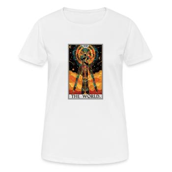 Carte de tarot Carte de tarot Le monde - T-shirt respirant Femme - blanc - Devant - AI Model Female 172 dark (172cm)