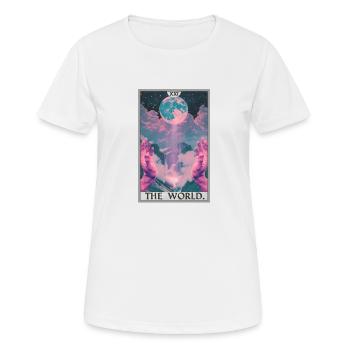 Carte de tarot Carte de tarot Le monde - T-shirt respirant Femme - blanc - Devant - AI Model Female 172 dark (172cm)