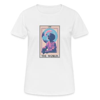 Carte de tarot Carte de tarot Le monde - T-shirt respirant Femme - blanc - Devant - AI Model Female 172 dark (172cm)