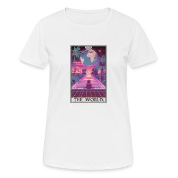 Carte de tarot Carte de tarot Le monde - T-shirt respirant Femme - blanc - Devant - AI Model Female 172 dark (172cm)