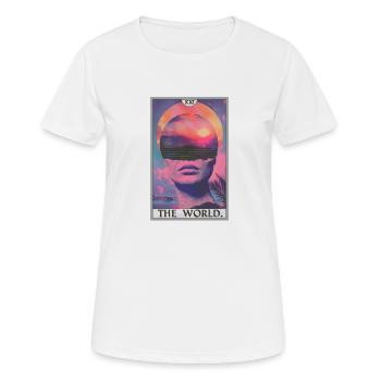 Carte de tarot Carte de tarot Le monde - T-shirt respirant Femme - blanc - Devant - AI Model Female 172 dark (172cm)
