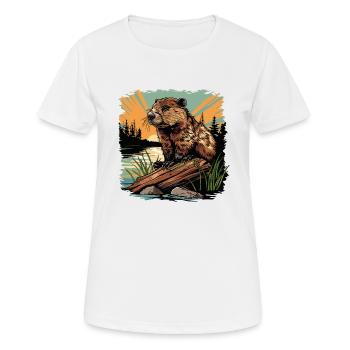 Beaver Biber - T-shirt respirant Femme - blanc - Devant - AI Model Female 172 dark (172cm)