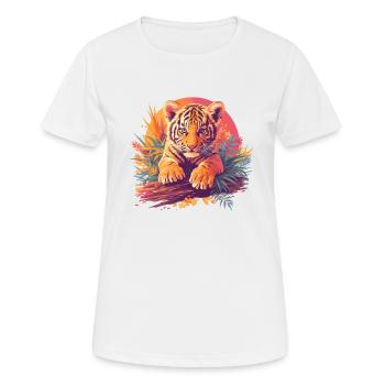 Tiger - Frauen T-Shirt atmungsaktiv - Weiß - Vorne - AI Model Female 172 dark (172cm)