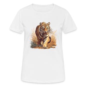 Tiger - Frauen T-Shirt atmungsaktiv - Weiß - Vorne - AI Model Female 172 dark (172cm)