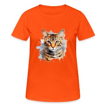 Chat du Bengale - T-shirt respirant Femme - orange néon - Devant - AI Model Female 172 dark (172cm)