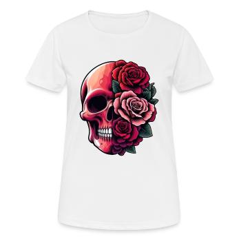 Crâne et bouquet - T-shirt respirant Femme - blanc - Devant - AI Model Female 172 dark (172cm)