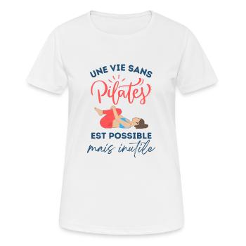 Une vie sans pilates est inutile - T-shirt respirant Femme - blanc - Devant - AI Model Female 172 dark (172cm)