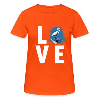 Heron Reiher - Frauen T-Shirt atmungsaktiv - Neonorange - Vorne - AI Model Female 172 dark (172cm)