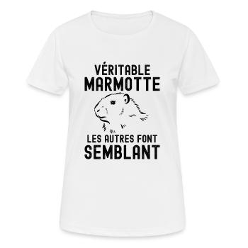 Forêt randonnée marmotte - T-shirt respirant Femme - blanc - Devant - AI Model Female 172 dark (172cm)