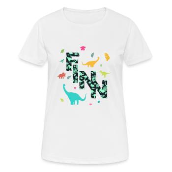 FINN - Schöner Jungen Name mit Dinosaurier - Frauen T-Shirt atmungsaktiv - Weiß - Vorne - AI Model Female 172 dark (172cm)