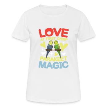 Love At First Chirp Parakeet Magic - Frauen T-Shirt atmungsaktiv - Weiß - Vorne - AI Model Female 172 dark (172cm)