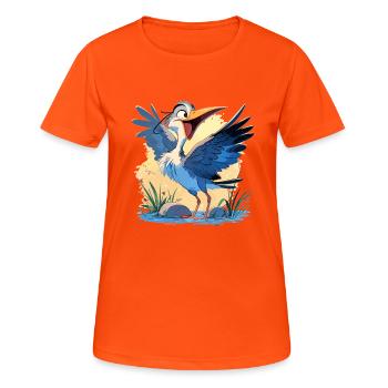 Heron Reiher - Frauen T-Shirt atmungsaktiv - Neonorange - Vorne - AI Model Female 172 dark (172cm)