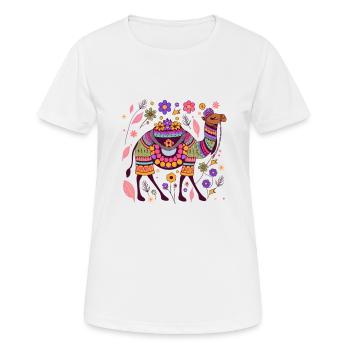 Kamel - Frauen T-Shirt atmungsaktiv - Weiß - Vorne - AI Model Female 172 dark (172cm)