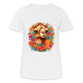 Camel Camel Head Flowers - Women's Breathable T-Shirt - white - Front - AI Model Female 172 dark (172cm)