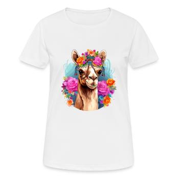 Camel Camel Head Flowers - Women's Breathable T-Shirt - white - Front - AI Model Female 172 dark (172cm)