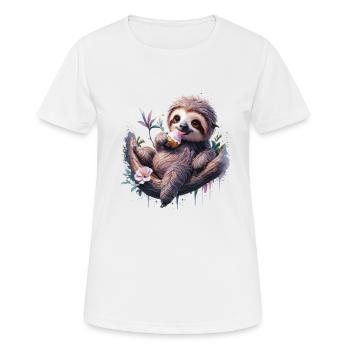 Entspanntes Faultier - Frauen T-Shirt atmungsaktiv - Weiß - Vorne - AI Model Female 172 dark (172cm)