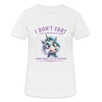 Ich Pupse Nicht, Ich Flüstere Nur in Meiner Hose - Frauen T-Shirt atmungsaktiv - Weiß - Vorne - AI Model Female 172 dark (172cm)