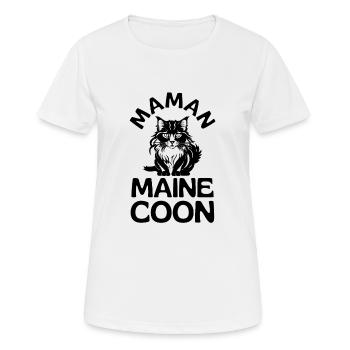Maman maine coon - T-shirt respirant Femme - blanc - Devant - AI Model Female 172 dark (172cm)