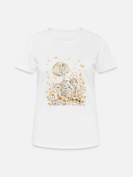Skelett Blumen - Frauen T-Shirt atmungsaktiv - Weiß