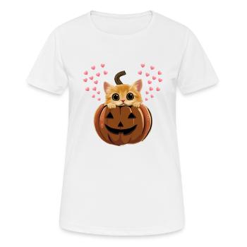 Citrouille Kitty Amour pour l’automne - T-shirt respirant Femme - blanc - Devant - AI Model Female 172 dark (172cm)