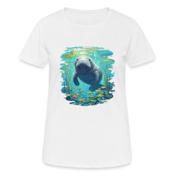 Lamantins Seekuh Lamantin - T-shirt respirant Femme - blanc - Devant - AI Model Female 172 dark (172cm)