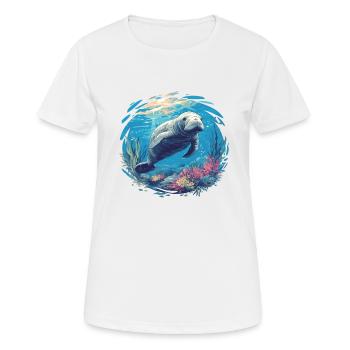 Lamantins Seekuh Lamantin - T-shirt respirant Femme - blanc - Devant - AI Model Female 172 dark (172cm)