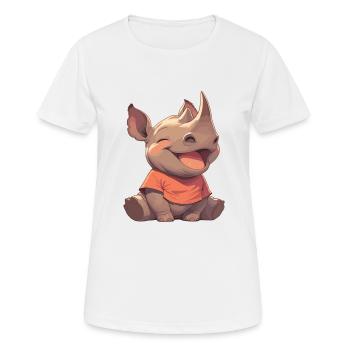 Rhino Nashörner Nashorn - Frauen T-Shirt atmungsaktiv - Weiß - Vorne - AI Model Female 172 dark (172cm)