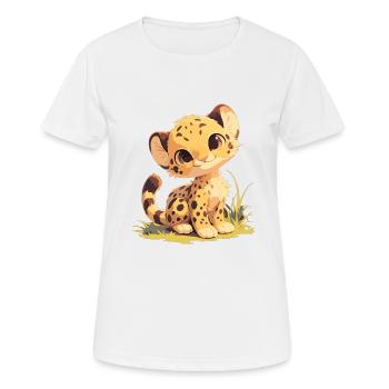 Cheetah Geparde Gepard - Frauen T-Shirt atmungsaktiv - Weiß - Vorne - AI Model Female 172 dark (172cm)