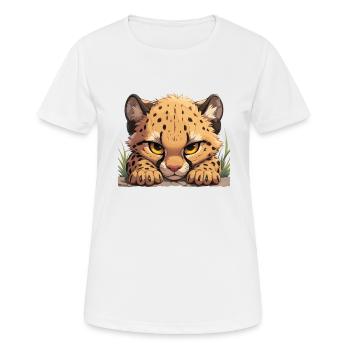 Cheetah Geparde Gepard - Frauen T-Shirt atmungsaktiv - Weiß - Vorne - AI Model Female 172 dark (172cm)