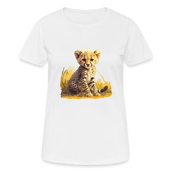 Cheetah Geparde Gepard - Frauen T-Shirt atmungsaktiv - Weiß - Vorne - AI Model Female 172 dark (172cm)