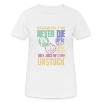 Lustige Briefmarken Briefmarkensammlung Humor - Frauen T-Shirt atmungsaktiv - Weiß - Vorne - AI Model Female 172 dark (172cm)