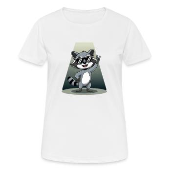 Retro Raccoon Rock Music - Frauen T-Shirt atmungsaktiv - Weiß - Vorne - AI Model Female 172 dark (172cm)