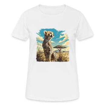Cheetah Geparde Gepard - Frauen T-Shirt atmungsaktiv - Weiß - Vorne - AI Model Female 172 dark (172cm)