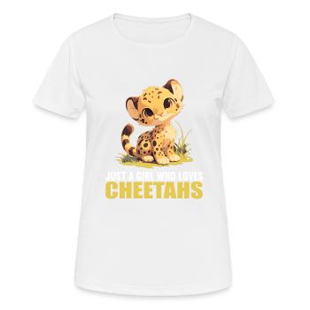 Cheetah Geparde Gepard - Frauen T-Shirt atmungsaktiv - Weiß - Vorne - AI Model Female 172 dark (172cm)