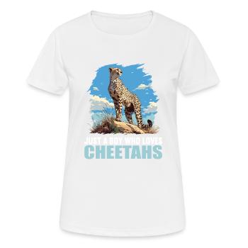 Cheetah Geparde Gepard - Frauen T-Shirt atmungsaktiv - Weiß - Vorne - AI Model Female 172 dark (172cm)