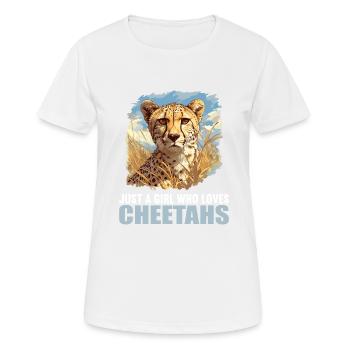 Cheetah Geparde Gepard - Frauen T-Shirt atmungsaktiv - Weiß - Vorne - AI Model Female 172 dark (172cm)