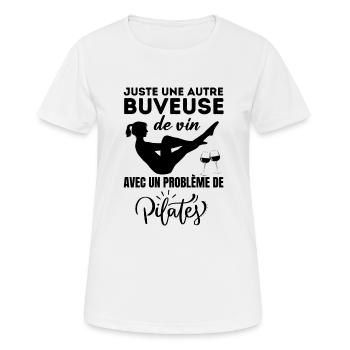 Humour buveuse de vin et pilates - T-shirt respirant Femme - blanc - Devant - AI Model Female 172 dark (172cm)