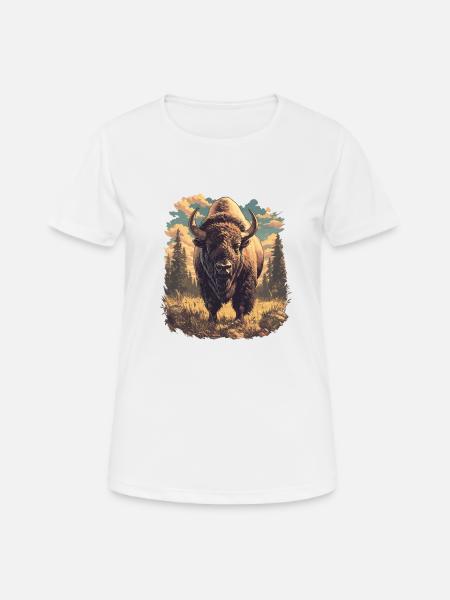 Bisons Bison - T-shirt respirant Femme - blanc
