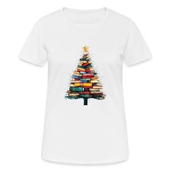 Weihnachtsbücherbaum festlich für Lehrer - Frauen T-Shirt atmungsaktiv - Weiß - Vorne - AI Model Female 172 dark (172cm)
