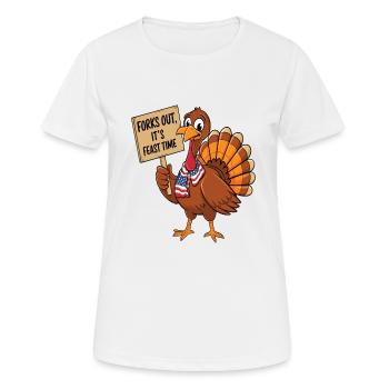 Dinde drôle de Thanksgiving - T-shirt respirant Femme - blanc - Devant - AI Model Female 172 dark (172cm)