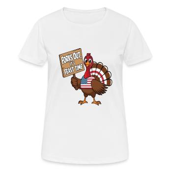 Dinde drôle de Thanksgiving - T-shirt respirant Femme - blanc - Devant - AI Model Female 172 dark (172cm)