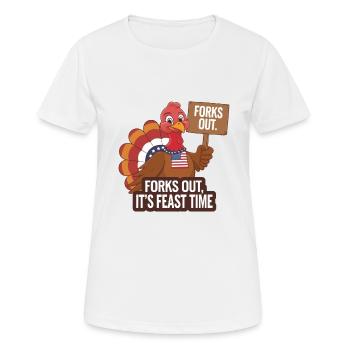 Dinde drôle de Thanksgiving - T-shirt respirant Femme - blanc - Devant - AI Model Female 172 dark (172cm)