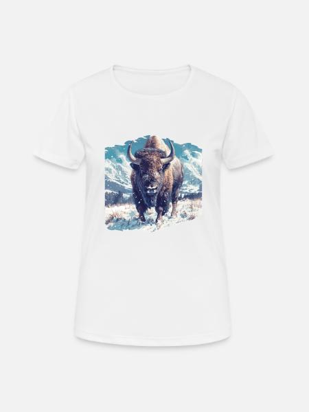 Bisons Bison - T-shirt respirant Femme - blanc
