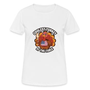 Dinde drôle de Thanksgiving - T-shirt respirant Femme - blanc - Devant - AI Model Female 172 dark (172cm)