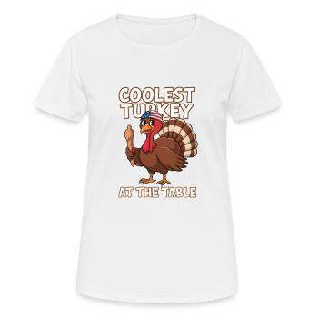 Dinde drôle de Thanksgiving - T-shirt respirant Femme - blanc - Devant - AI Model Female 172 dark (172cm)