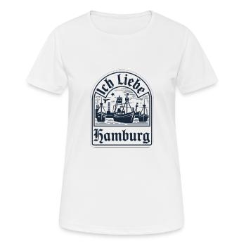 Hamburg - Ich liebe Hamburg! - Frauen T-Shirt atmungsaktiv - Weiß - Vorne - AI Model Female 172 dark (172cm)