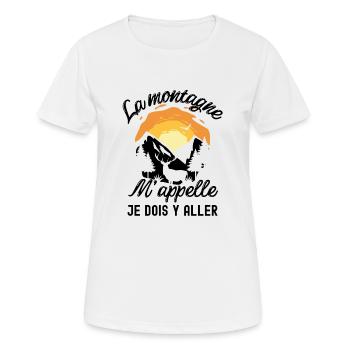 La montagne m appelle et je dois y aller - T-shirt respirant Femme - blanc - Devant - AI Model Female 172 dark (172cm)