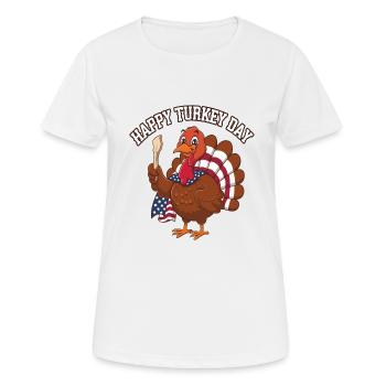 Dinde drôle de Thanksgiving - T-shirt respirant Femme - blanc - Devant - AI Model Female 172 dark (172cm)
