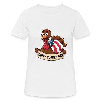 Dinde drôle de Thanksgiving - T-shirt respirant Femme - blanc - Devant - AI Model Female 172 dark (172cm)
